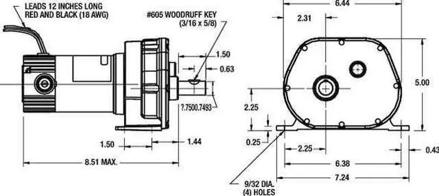 Alt view image 3 of 3 - DAYTON 1LPK3 DC Gearmotor,42 rpm,12V,TENV