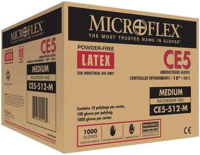 Alt view image 2 of 5 - MICROFLEX CE5-512-L Cleanroom Gloves,Latex,L,PK1000