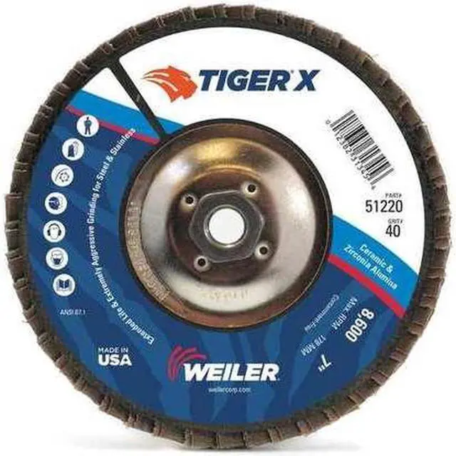 Main image of WEILER 98924 Flap Disc,4-1/2 in.x60Grit,7/8,13000 RPM