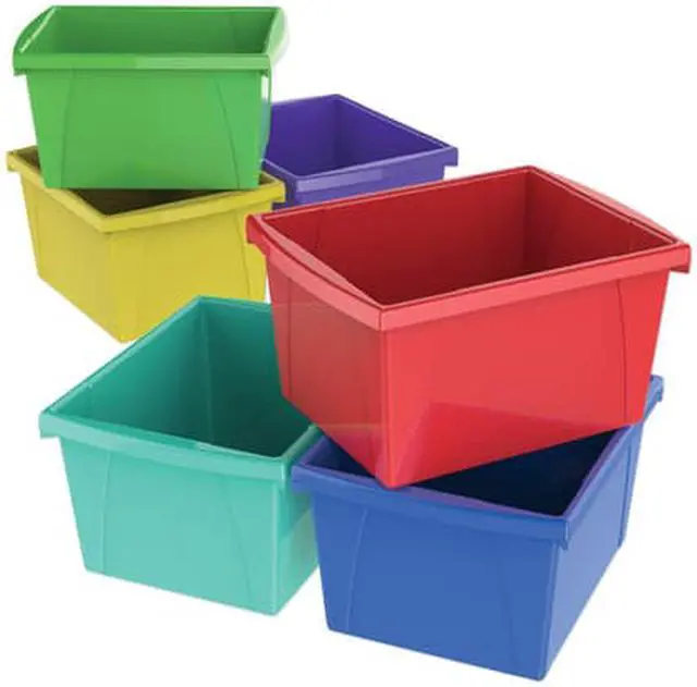 Alt view image 3 of 6 - Storex Storage Bins, 10 x 12 5/8 x 7 3/4, 4 Gallon, Assorted Color, Plastic (61514U06C)