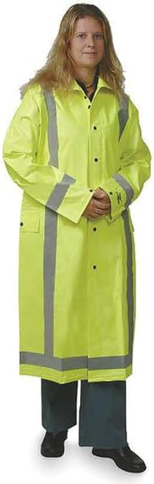 Alt view image 2 of 2 - CONDOR 4GE73 Raincoat w/Detach Hood,Hi-Vis Yellow/Green,M
