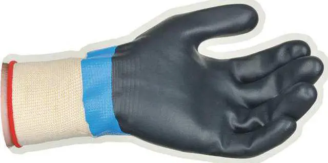 Alt view image 4 of 5 - Coated Gloves, XL, Black/Sky Blue, PR