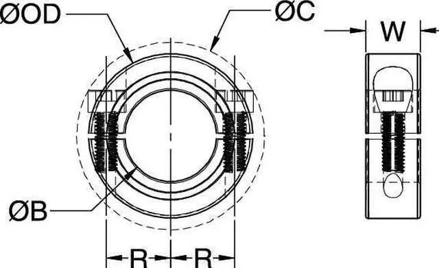 Alt view image 3 of 3 - RULAND MANUFACTURING SP-14-A Shaft Collar,Clamp,2Pc,7/8 In,Alum