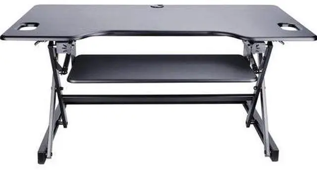 Alt view image 4 of 13 - Lorell Desk Riser Adjustable 45 lb Cap 46"x24"x20" Black 82013