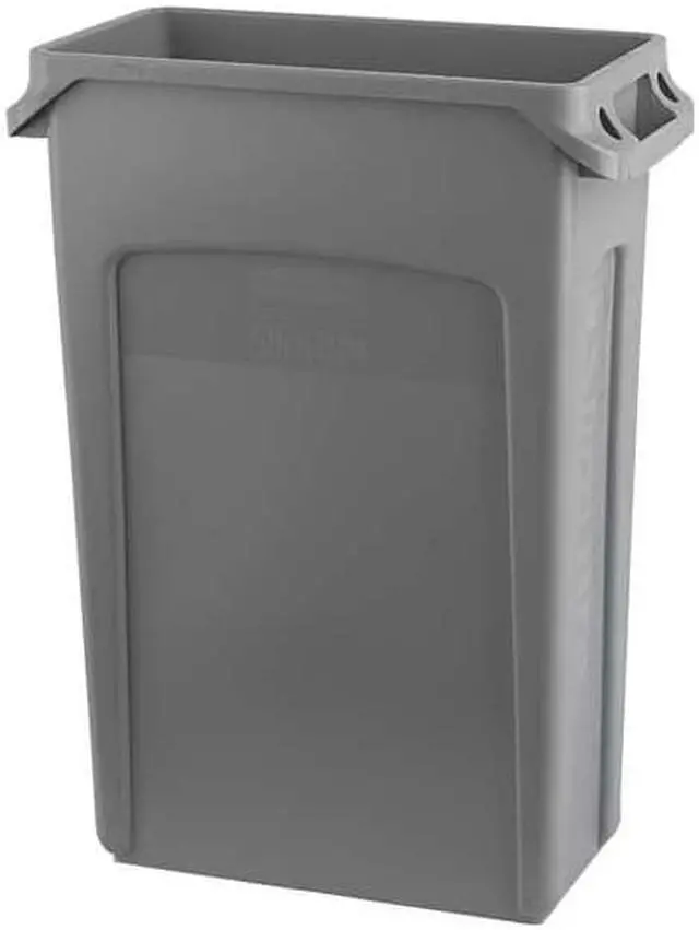 Alt view image 6 of 8 - RUBBERMAID FG267360GRAY Trash Can Top,Drop Top,Swing Closure,Gr