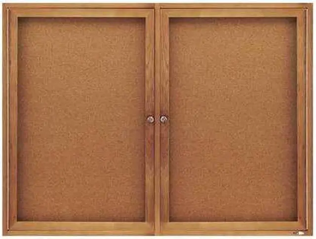 Alt view image 17 of 20 - Quartet Enclosed Bulletin Board Natural Cork/Fiberboard 48 x 36 Oak Frame 364
