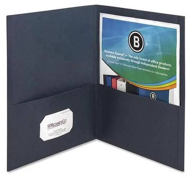 Alt view image 7 of 13 - Business Source 2-Pocket Folders 125 Sht Cap Letter 12"x9" 25/BX D.BLUE 78492