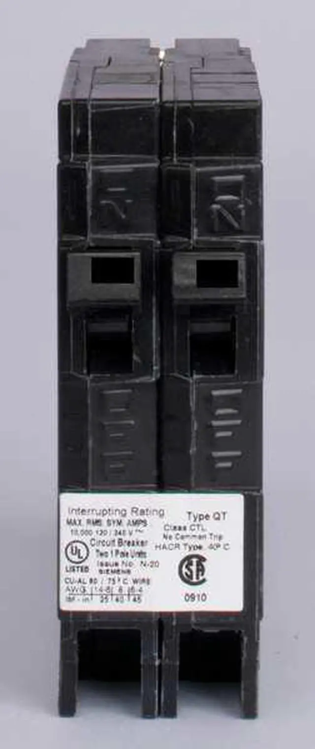 Alt view image 5 of 5 - Plug In Circuit Breaker, Q, Number of Poles 2, 20/20 Amps, 120/240VAC, Duplex