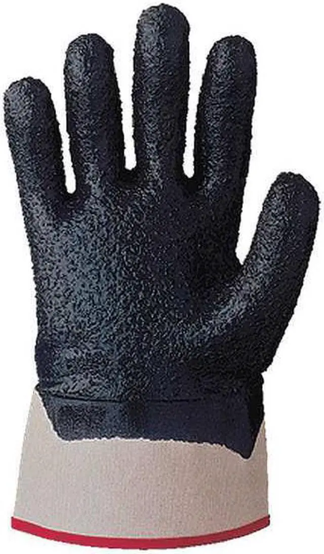 Alt view image 4 of 4 - Coated Gloves, L, White/Navy, Nitrile, PR