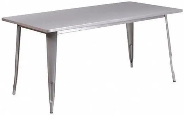 Main image of Commercial Grade 31.5" x 63" Rectangular Silver Metal Indoor-Outdoor Table