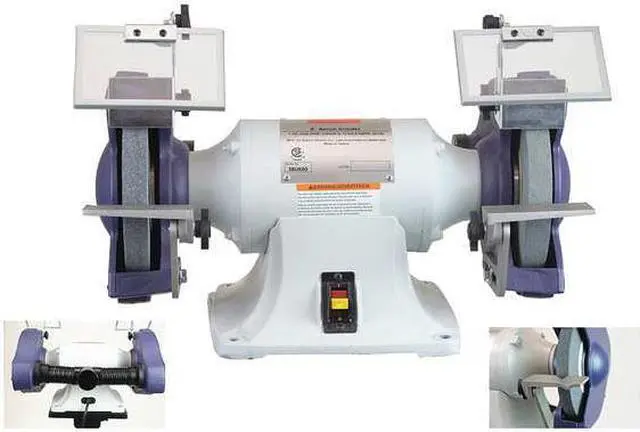 Alt view image 2 of 2 - DAYTON 38UK60 Bench Grinder, 8 in Max. Wheel Dia, 36/60 Grinding Wheel Grit