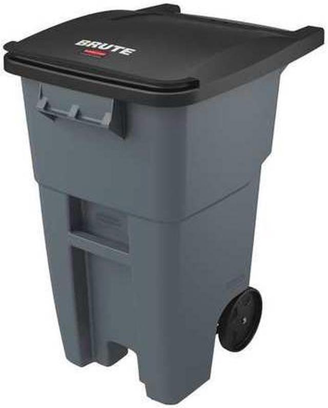 Rubbermaid FG9W2700GRAY BRUTE 50 Gallon Gray Wheeled Rectangular Trash Can  with Lid