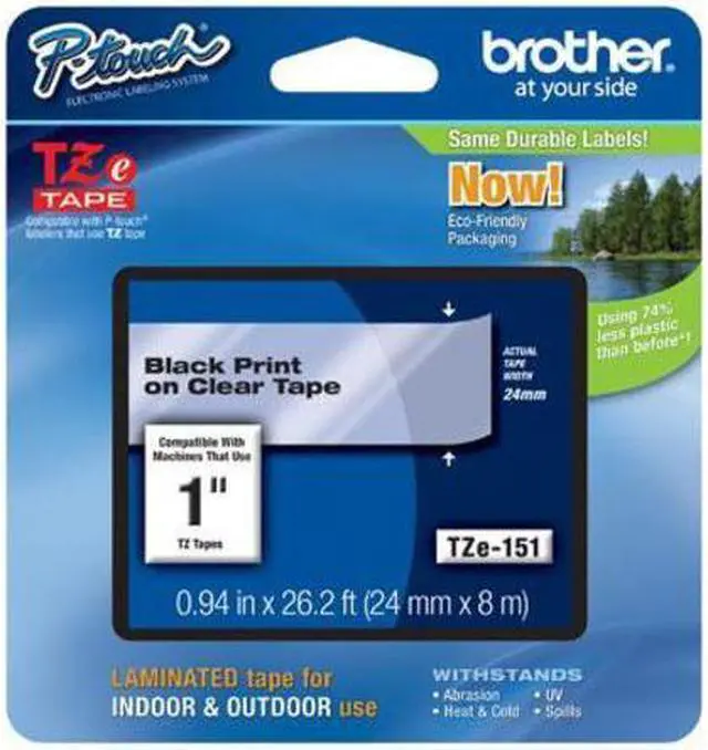 Alt view image 3 of 8 - Brother P-touch TZe 1" Laminated Tape Cartridge - 1" Width x 26 1/5 ft Length - Rectangle - Thermal Transfer - Clear - 1