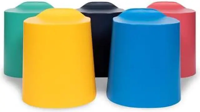 Alt view image 8 of 12 - Luxor Kids, Children, Students Indoor Outdoor Classroom Assorted Conical TailFin Plastic Stackable Stools - 5 Pack