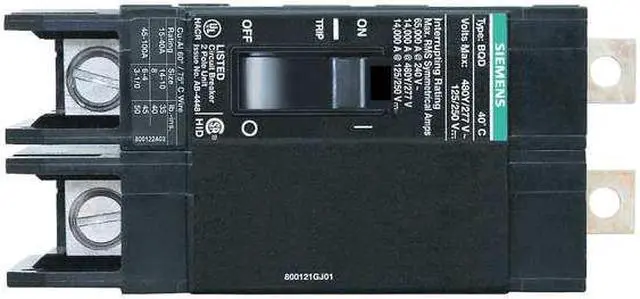 Alt view image 5 of 5 - SIEMENS BQD250 Miniature Circuit Breaker, BQD Series, 50A, 2 Pole, 480V AC,