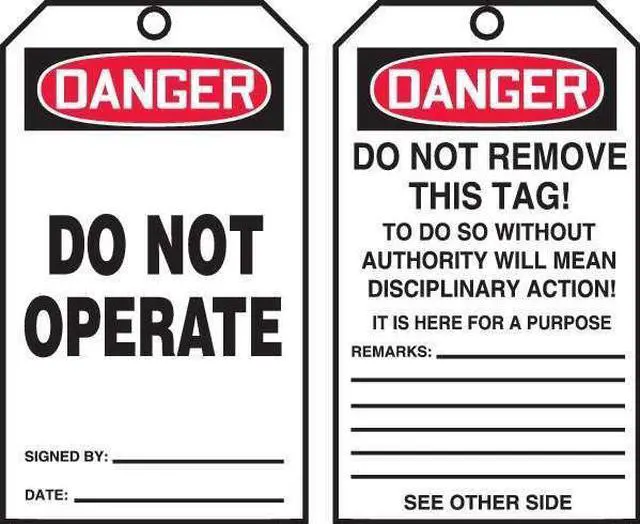 Alt view image 4 of 4 - ZORO SELECT 43Z242 Danger Tag By The Roll, Machine and Operational, Cardstock,
