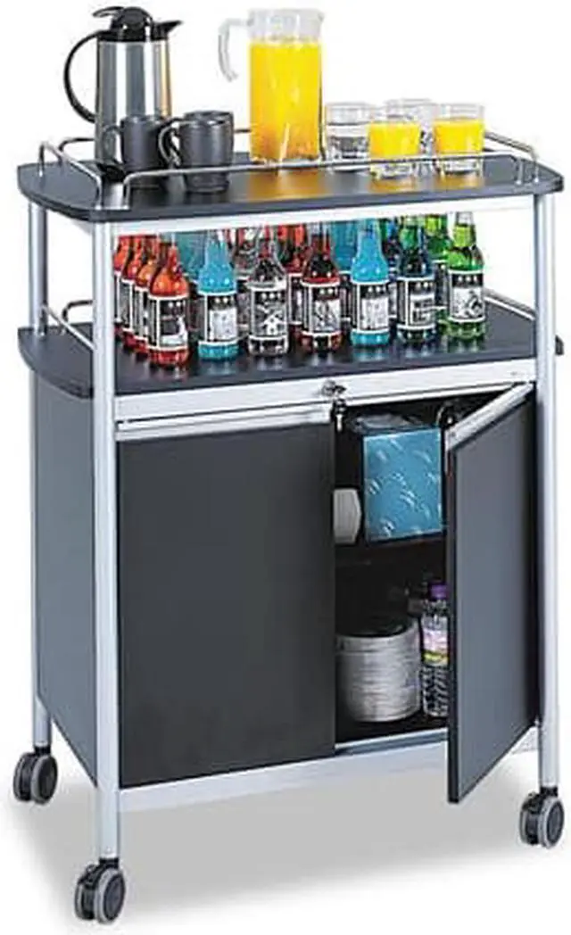 Alt view image 5 of 11 - Safco Mobile Beverage Cart 33-1/2w x 21-3/4d x 43h Black 8964BL