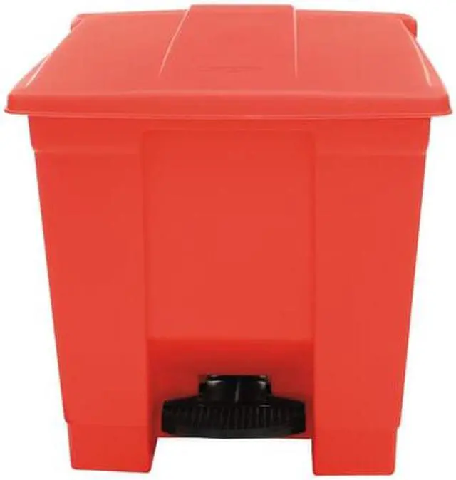 Alt view image 7 of 10 - Rubbermaid Commercial 614300RED Step-on Waste Container - Step-on Opening - 8 gal Capacity - 17.1" Height x 15.8" Width
