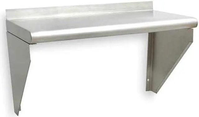Alt view image 2 of 2 - ZORO SELECT 2HFZ9 Stainless Steel Wall Shelf, 12"D x 24"W x 11-1/2"H, Silver