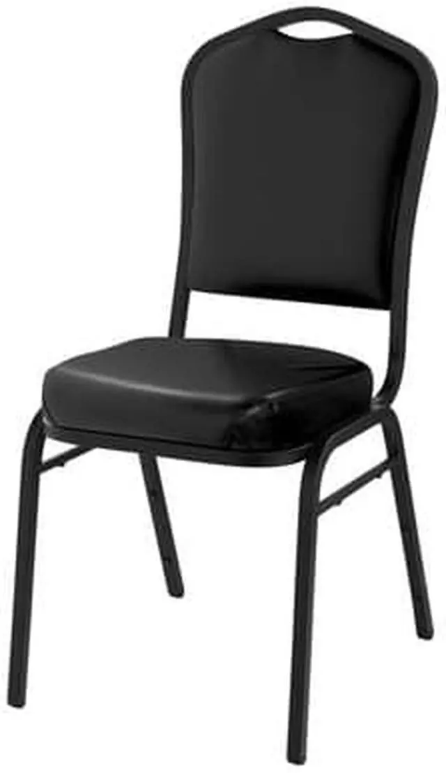 Alt view image 2 of 3 - National Public Seating 9310-BT Deluxe Vinyl Upholstered Padded Stack Chair, Panther Black & Black Santex