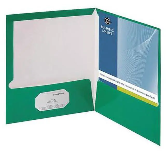 Alt view image 4 of 7 - Business Source Two-Pocket Folders with Business Card Holder