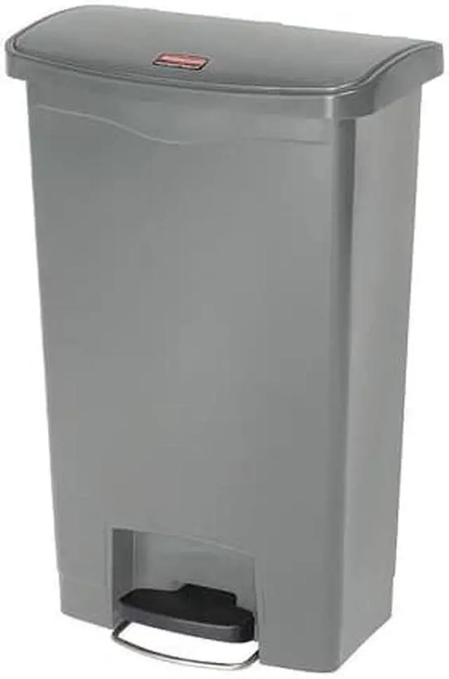 Alt view image 5 of 8 - Rubbermaid - FG1883602 - Slim Jim Resin Step-On Container, Front Step Style, 13 gal, Gray