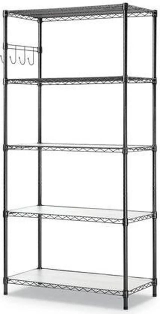 Alt view image 8 of 15 - Alera 5-Shelf Wire Shelving Kit Casters and Shelf Liners 36x18x72 Black Anthracite