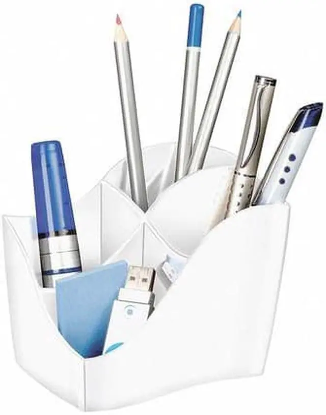 Alt view image 2 of 3 - CEP Pencil Cup 4-Compartment 3-1/2"Wx4-5/8"Dx3-7/8"H White 1003400021