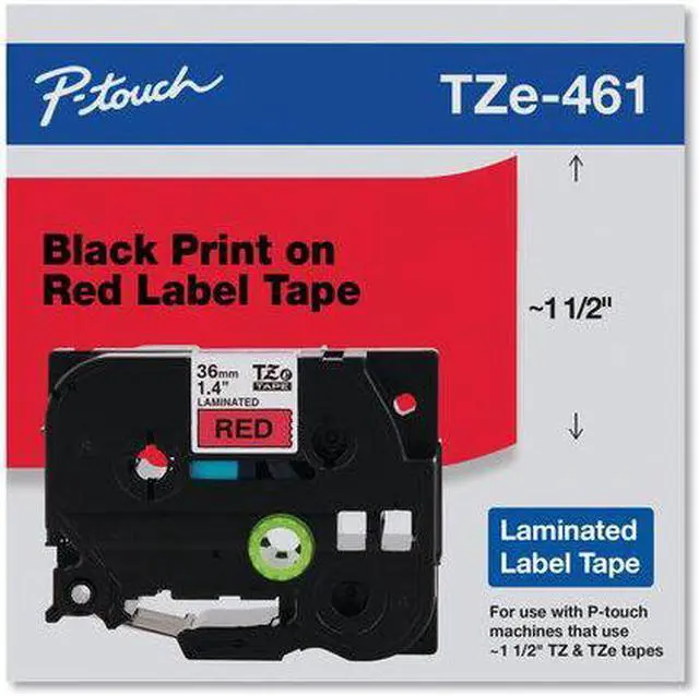 Alt view image 17 of 17 - Brother P-touch TZE-461 Label Maker Tape 1.42"W Black on Red TZE461CS