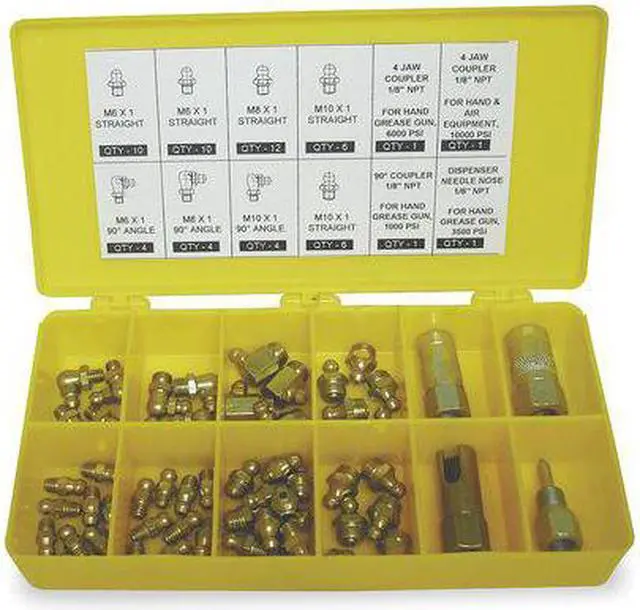 Alt view image 2 of 2 - WESTWARD 2CAN8 Grease Fitting Kit,Metric