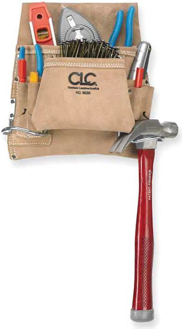 Alt view image 5 of 5 - Nail and Tool Pouch w/ 2 Hammer Loops, Leather CLC I823X