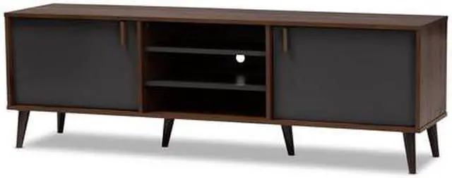 Alt view image 14 of 20 - Baxton Studio Samuel Mid-Century Modern Brown and Dark Grey Finished TV Stand