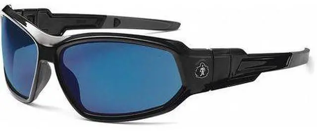 Alt view image 6 of 11 - Ergodyne 56092 Skullerz Loki Safety Glass/Goggle, Black Frame/Blue Mirror Lens,Nylon/Polycarb