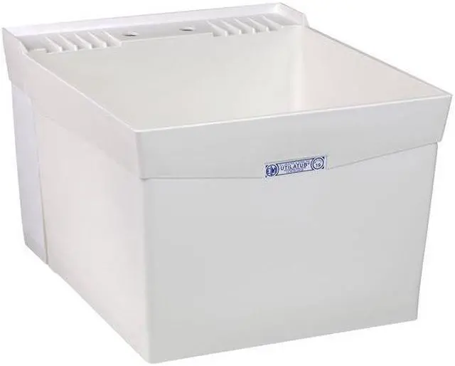 Alt view image 6 of 8 - MUSTEE 19W 20 in W x 24 in L x 34 in H, Wall Mount, Thermoplastic, Laundry Tub