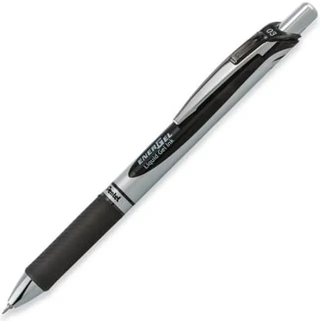 Alt view image 2 of 3 - Pentel EnerGel RTX Retractable Liquid Gel Pen, Extra Fine Line, Needle Tip, Black Ink ,12 pack (BLN73-A)