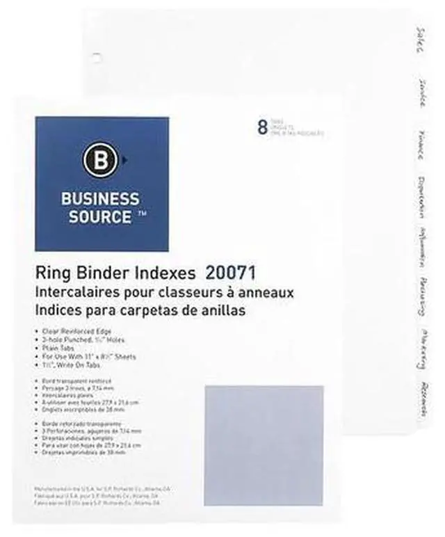 Alt view image 3 of 8 - Business Source Plain Tab Indexes 8-1-1/4" Wide Tab 11"x8-1/2" 100 St/BX WE 20071