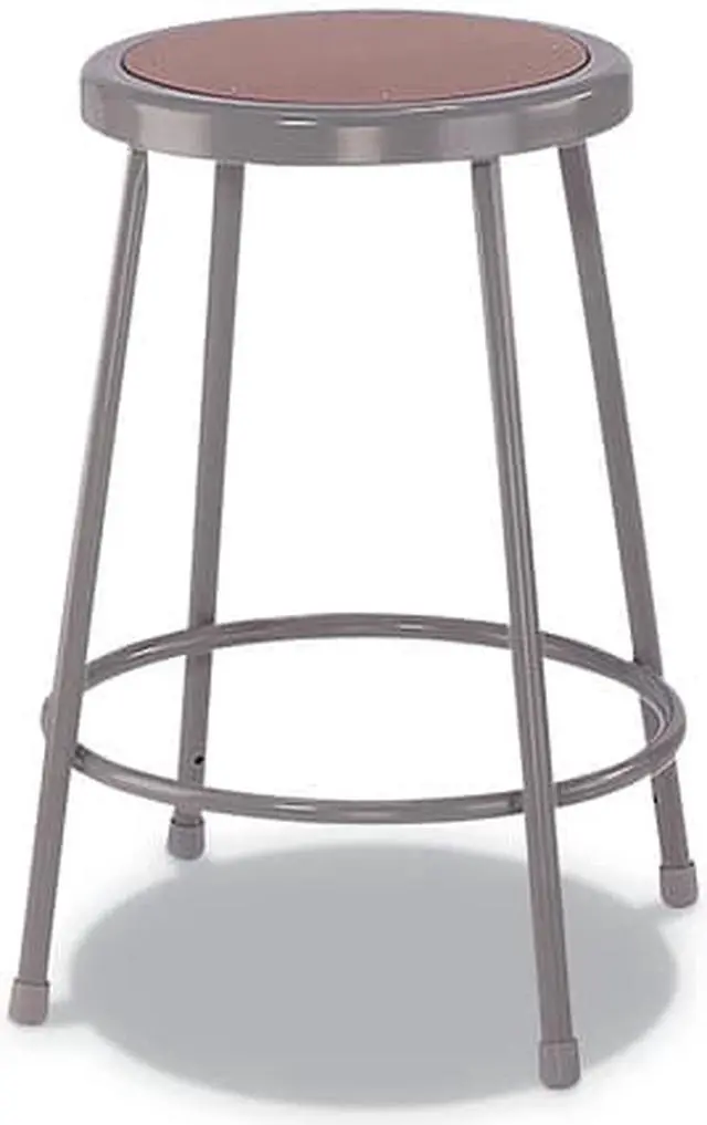 Alt view image 7 of 13 - Industrial Stool, 24", Brown/Gray Seat