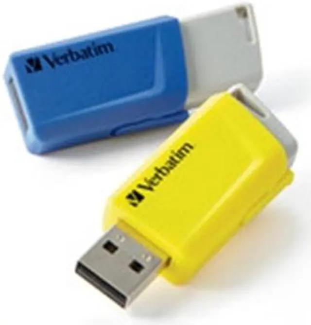 Alt view image 13 of 20 - Verbatim 16Gb Store 'N' Click Usb Flash Drive - 2Pk - Blue Yellow