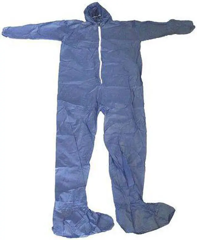 Main image of CONDOR 26W832 Hooded Disposable Coveralls, 25 PK, Blue, Polypropylene, Zipper