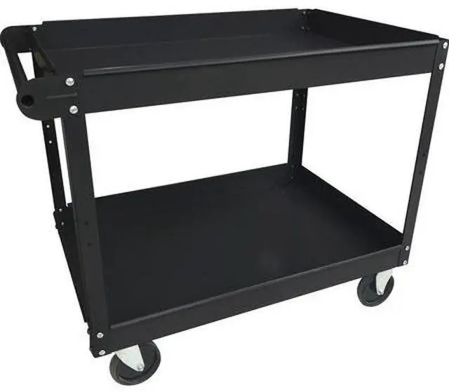 Alt view image 6 of 10 - Lorell Utility Cart 2-Shelf 16"Wx30"Lx32"H Black 59689