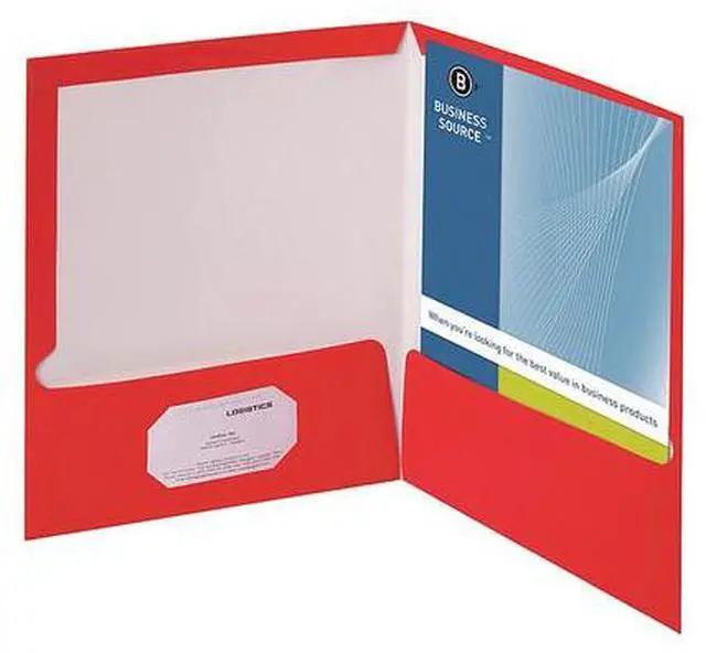 Alt view image 3 of 6 - Business Source Two-Pocket Folders with Business Card Holder