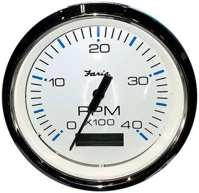 Alt view image 6 of 7 - Faria 4" Tachometer w/Hourmeter (4000 RPM) (Diesel) Mech. Takeoff & Var. Ratio Alt