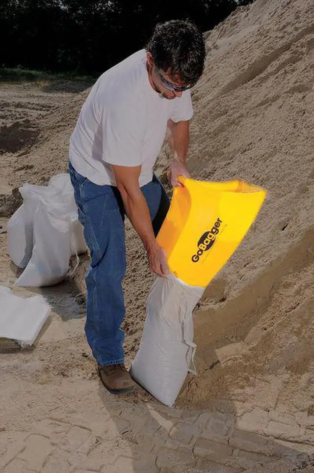 Alt view image 3 of 7 - GOBAGGER 5EET2 Sand Bag Filling Tool, Plastic, Yellow
