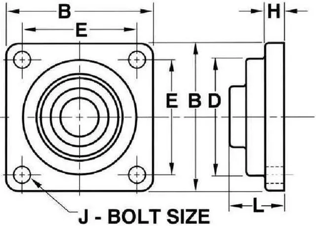 Alt view image 3 of 4 - DAYTON 1F546 Flange Bearing,4-Bolt,Ball,1" Bore