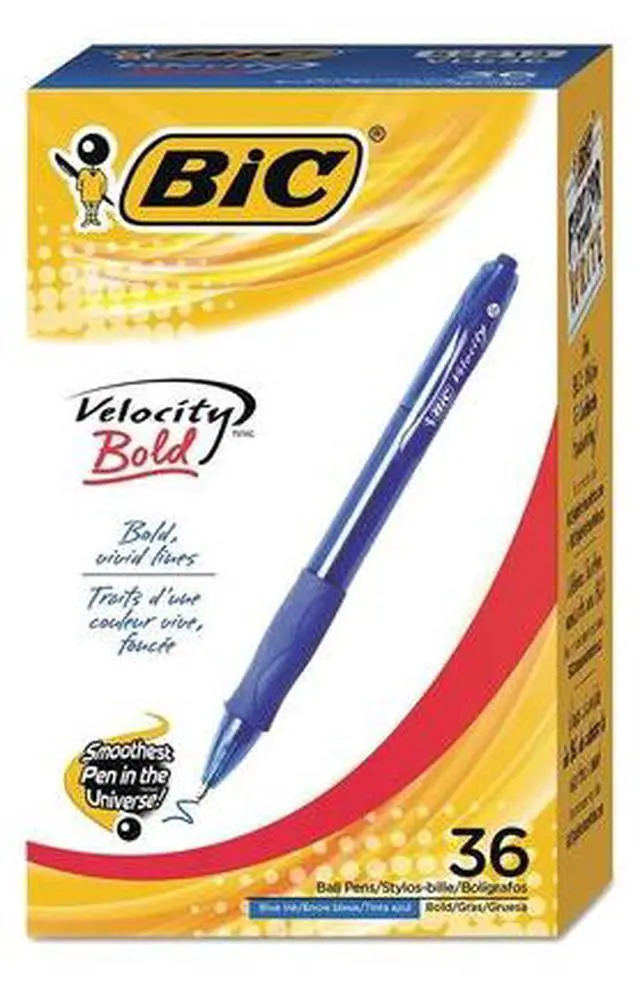 Alt view image 2 of 13 - BIC Velocity Retractable Ball Pen Blue Ink 1.6 mm 36/Pack VLGB361BE