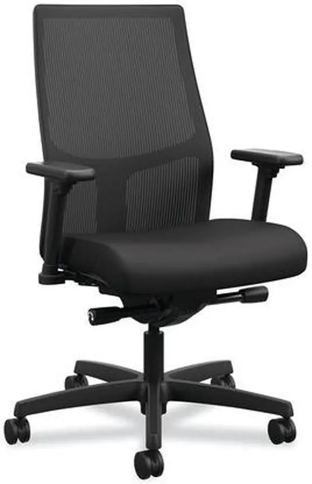 Alt view image 3 of 6 - Ignition 2.0 4-Way Stretch Mid-Back Mesh Task Chair Supports 300 lb 17" to 21" Seat Height Black Seat/Back Black Base HONI2M2AMNC10TK