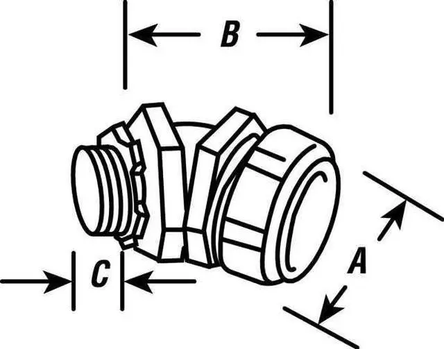 Alt view image 3 of 3 - RACO 3446 Conduit Fitting Connector, 1-1/2 in, Liquid-Tight, Steel, Electro