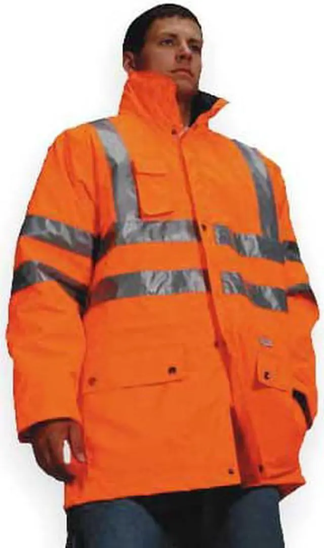Alt view image 2 of 2 - ERGODYNE 8385 Hooded Jacket, Polyester, Class 3 Type R, Orange, L
