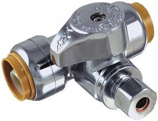Alt view image 2 of 2 - SHARKBITE 24984 Tee Stop Valve,Brass,1/2" x 3/8" Tube