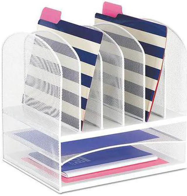 Alt view image 10 of 11 - Safco Mesh Desk Organizer Eight Sections Steel 13 1/2 x 11 3/8 x 13 White 3255WH